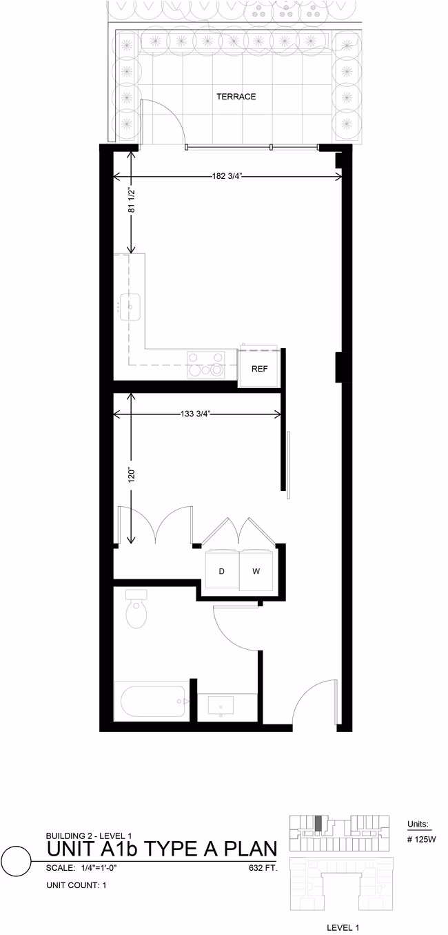 Urban 1 Bedroom W125 floor plan